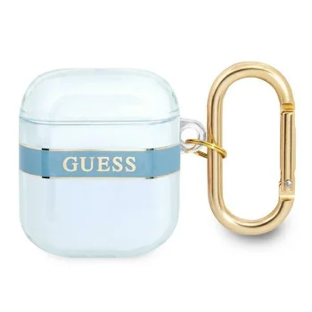 Guess Strap Collection maciņš Apple AirPods viedajām austiņām, zils
