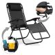 Sofotel Chillwell Folding Garden Sun Lounger with Cushion, Set of 2, Black