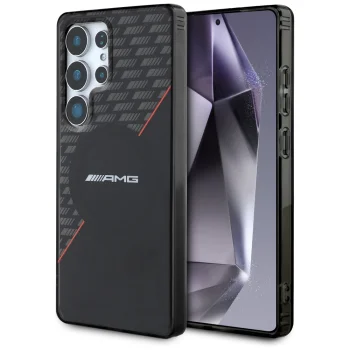 AMG Double Layer Rhombs MagSafe Case for Samsung Galaxy S25 Ultra, Black/Red