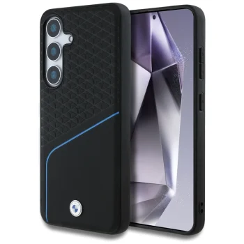 Чехол BMW Leather Textured and Smooth MagSafe для Samsung Galaxy S25, черный