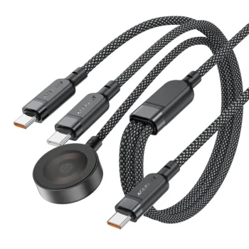 Кабель 3в1 Acefast C6-11 USB-C - 2x USB-C / Qi 100W 1.2м, черный