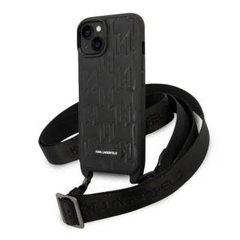 Karl Lagerfeld Monogram Plaque Logo vāciņš ar siksniņu iPhone 14 / 15 / 13 - Melns