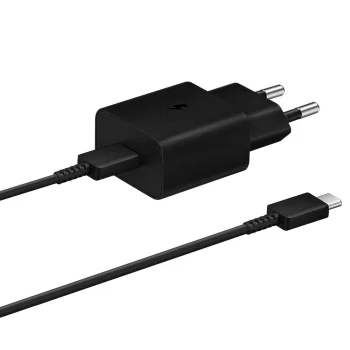 Samsung EP-T1510XBEGEU 15W PD USB-C tīkla lādētājs ar USB-C kabeli, melns