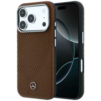 Чехол Mercedes Leather Semi Wrap Wood Effect MagSafe для iPhone 17 Pro Max коричневый