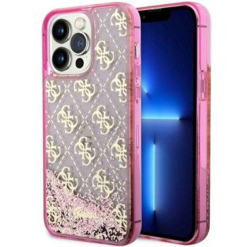 Guess iPhone 14 Pro vāciņš Liquid Glitter 4G Translucent, rozā