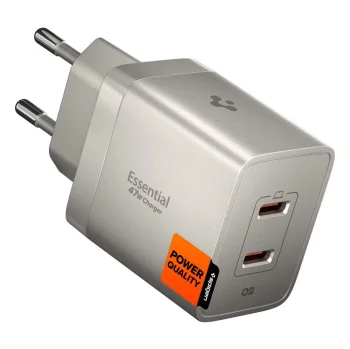 Spigen Essential EE472EU-GAN 2 pieslēgvietu 47W sienas lādētājs - Titanium