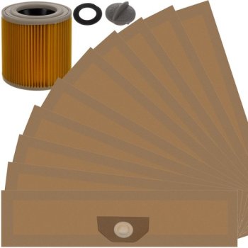 Industriālā putekļsūcēja maisu komplekts Malatec 22580, 10 gab. ar filtru
