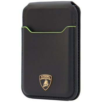 Lamborghini D1 Dabīgās Ādas MagSafe Maks - Melns un Zaļš