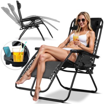 Sofotel Chillwell Folding Garden Lounger with Cushion, Black