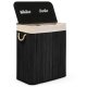 Massido 100 L bamboo laundry hamper with lid, 2 compartments