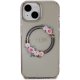 Guess iPhone 15 / 14 / 13 vāciņš IML Flowers Wreath MagSafe, melns