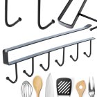 Under Cabinet Kitchen Utensil Rack with 6 Hooks, Black