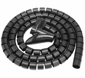 Elastīgs kabeļu organizators ar klipsi, 2 m, melns