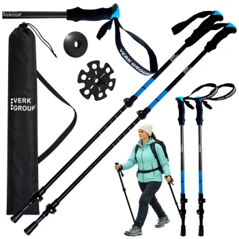 Verk Group Nordic Walking nūjas ar uzgaļiem un somu, melnas