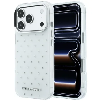Чехол Karl Lagerfeld IML Rhinestones для iPhone 17 Pro / 18 Pro, белый