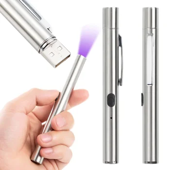 LED UV pildspalvas lukturītis ar magnētu, USB uzlāde, testeris