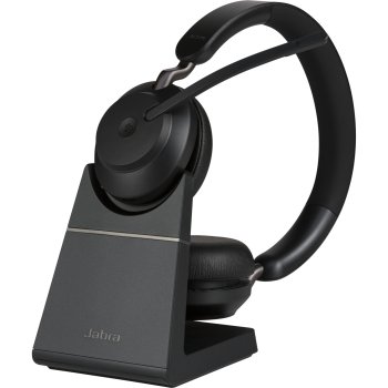 Jabra Evolve2 65 MS Stereo USB-A bezvadu austiņas ar uzlādes staciju, melnas