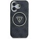 Чехол Guess IML Metal Glitter 4G Circle Triangle MagSafe для iPhone 16, Черный