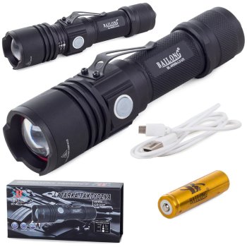 Bailong W556 taktiskais lukturis CREE XM-L3-U3 ar USB uzlādi