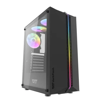 Datora korpuss Darkflash DK151 ar 3 RGB ventilatoriem, melns