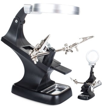 Palīgroka lodēšanai ar lupu un 10 LED apgaismojumu 3x 4.5x