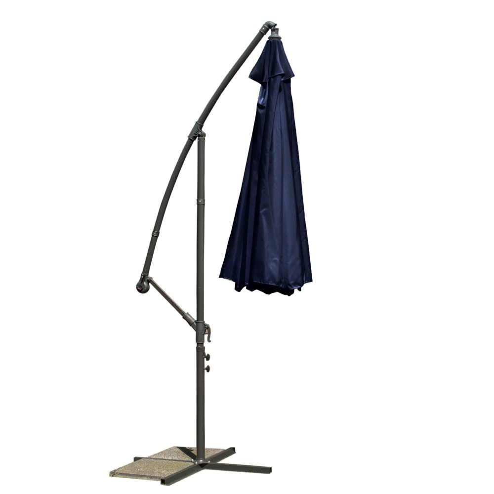 Salokāms Dārza Saulessargs Lietussargs 8 segmenti 350cm, Tumši zils | Folding Garden Umbrella (2)