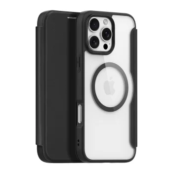 Dux Ducis iPhone 16 Pro Max atverams vāciņš maciņš grāmatiņa Skin X Pro, melns