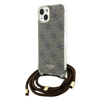 Apple iPhone 15 6.1'' Guess Crossbody Cord 4G Print Case Cover, Brown