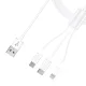 3mk 3in1 USB-A kabelis ar micro USB, Lightning un USB-C 1.2m 15W, balts