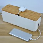 Dustproof Cable Storage and Management Box Cord Organizer, White/Brown