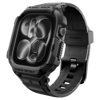 Spigen Rugged Armor Pro Apple Watch 42mm Strap with Case, Matte Black