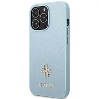 Guess Saffiano 4G Small Metal Logo vāciņš iPhone 13 Pro Max - zils