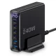 240W GaN Uzlādes Stacija Tech-Protect DC240W-GaN 6 Pieslēgvietas Melna