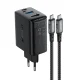 Acefast A17 GaN lādētājs un HDMI adapteris 2in1 65W USB-C / USB ar kabeli, melns