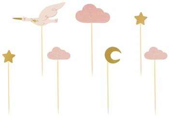 Kēksiņu dekori Stārķis raudzībām un kristībām, 11-12 cm, 7 gab.