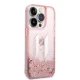 Karl Lagerfeld iPhone 14 Pro vāciņš Liquid Glitter Big KL, rozā