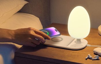 LDNIO Y3 RGB Nakts gaismas lampa ar Qi bezvadu uzlādes funkciju, balta l Night Lamp with Qi Wireless Charging Function