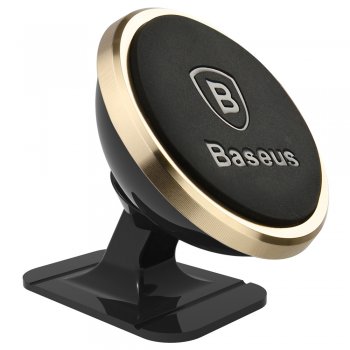 Baseus 360-Degree Universal Magnetic Car Mount Phone Holder for Dashboar, Gold | Magnētisks Telefona Auto Turētājs