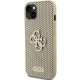 Чехол Guess для iPhone 15 Perforated 4G Glitter, золотистый