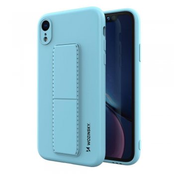 Apple iPhone XR 6.1" Wozinsky Flexible Silicone Kickstand Case Cover, Light Blue | Silikona Vāciņš Maciņš Apvalks Bampers