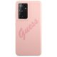 Чехол Guess для Galaxy S21 Ultra Silicone Vintage Script, розовый