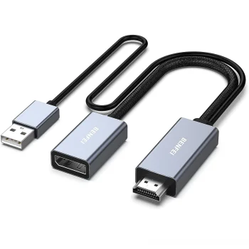 Адаптер Benfei HDMI на DisplayPort 4K 60Hz 2K 144Hz 1080P 165Hz серый