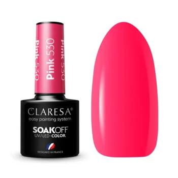 Claresa Pink 530 gēla nagu laka, neona rozā, 5 g