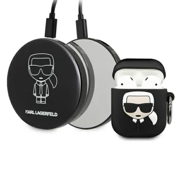 Karl Lagerfeld komplekts AirPods 1 / 2 vāciņš un Powerbank, melns