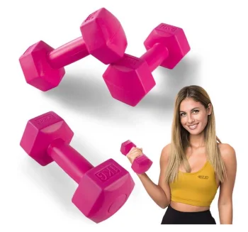 Битумные гантели 4Fizjo 2 x 1 кг, розовые
