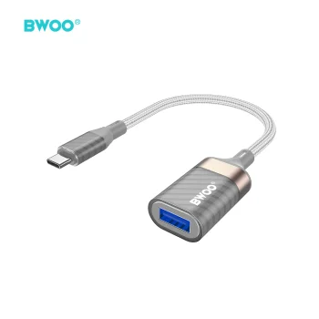 OTG-адаптер BWOO BZ69 USB-C на USB-A, 0.18 м, серый