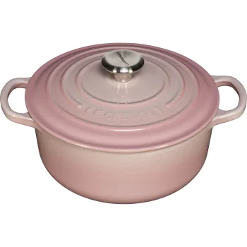 Le Creuset Signature Round Cast Iron Casserole 20 cm, 2.4 L, Shell Pink