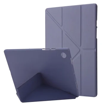 Samsung Galaxy Tab A8 10.5 (2021) (2022) (SM-X200/X205) V-fold Stand Silicone Book Case Cover, Purple | Vāks Maks...
