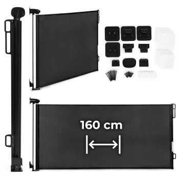 Izvelkami drošības vārti ECOTOYS 160 cm kāpnēm un durvīm, melni