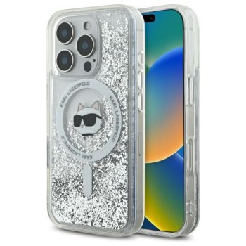 Apple iPhone 16 Pro Max 6.9'' Karl Lagerfeld Liquid Glitter Choupette Head Magsafe Cover Case, Clear | Telefona...
